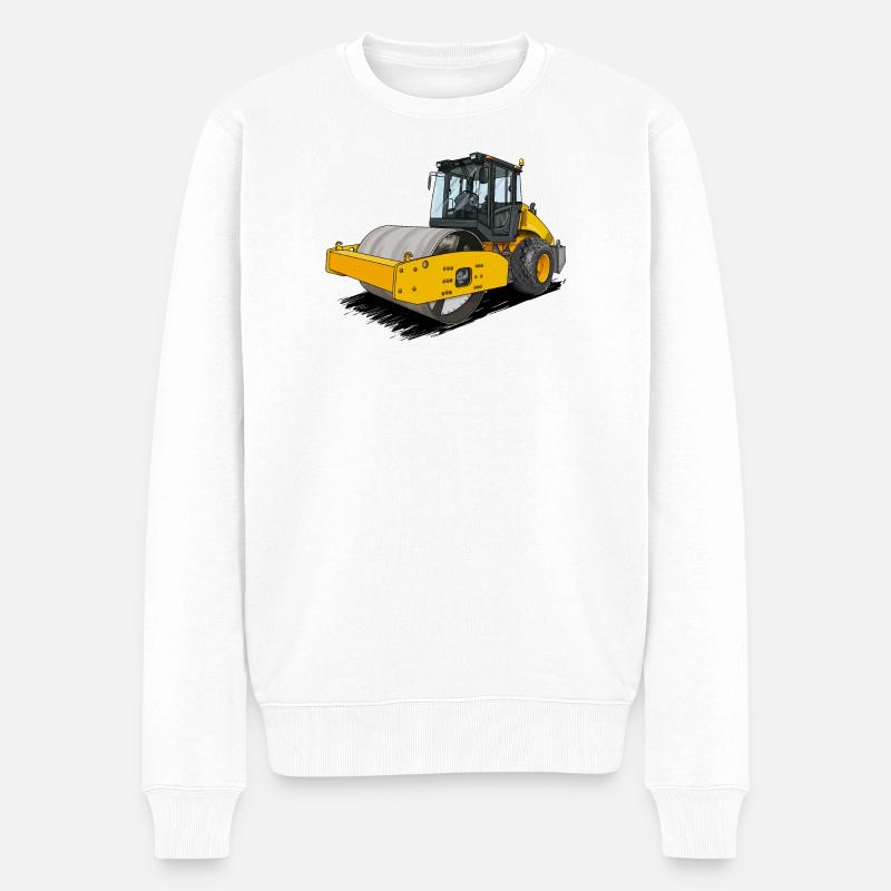Rouleau dans la construction routière - Pull Premium bio Homme - blanc