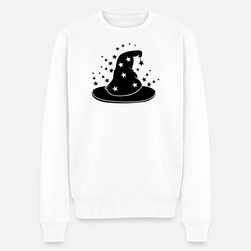 Magischer Zaubererhut mit Sternen - Männer Premium Bio Pullover - Weiß