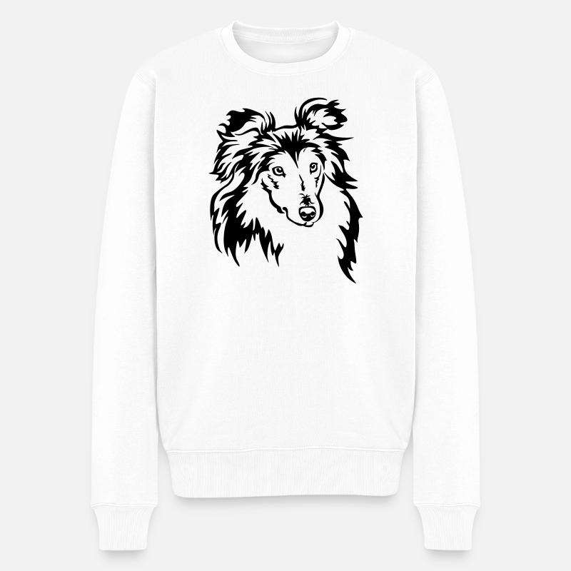 Tête de Sheltie - Pull Premium bio Homme - blanc