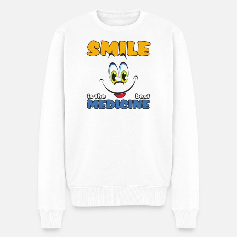Smile is the best Medicine - Männer Premium Bio Pullover - Weiß