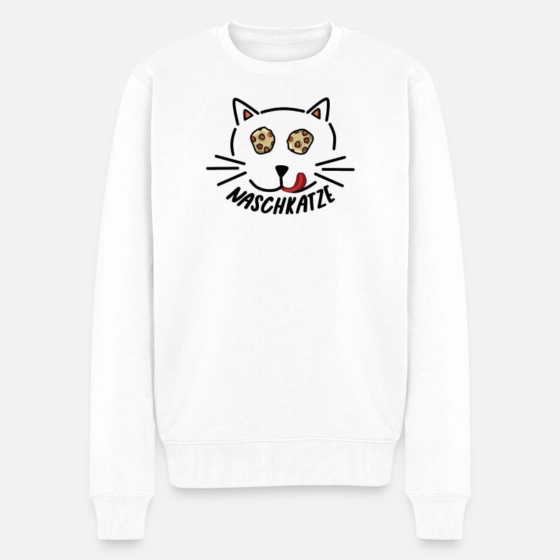 Naschkatze - Männer Premium Bio Pullover - Weiß