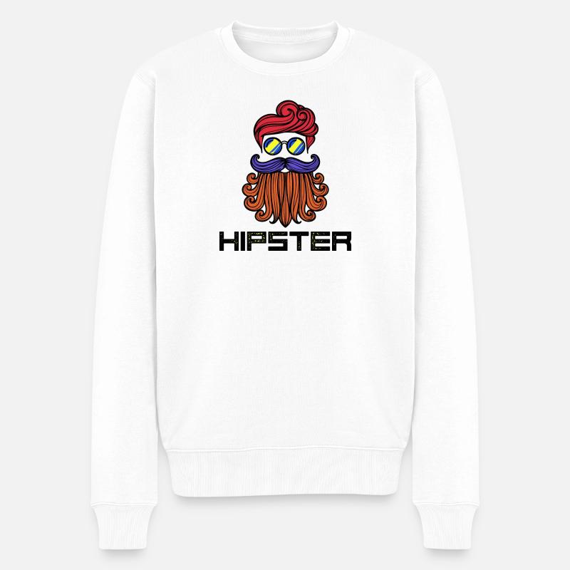 Bart Hipster Spruch Bartfrisur Bartträger - Männer Premium Bio Pullover - Weiß