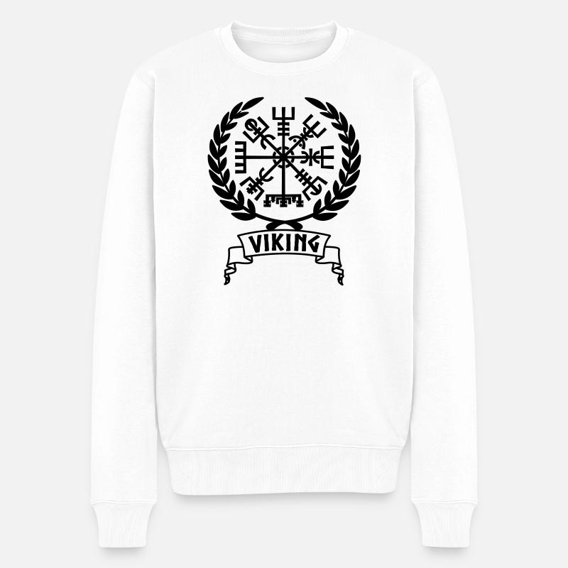 Vegvisir Wikinger Kompass im Vikng Banner - Männer Premium Bio Pullover - Weiß
