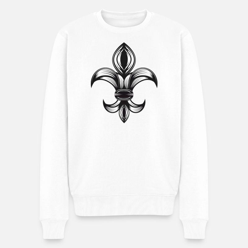 iris stylisé - Fleur-de-Lys - Pull Premium bio Homme - blanc