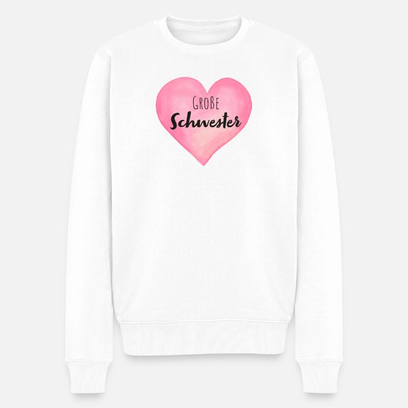 Große Schwester Herz - Männer Premium Bio Pullover - Weiß