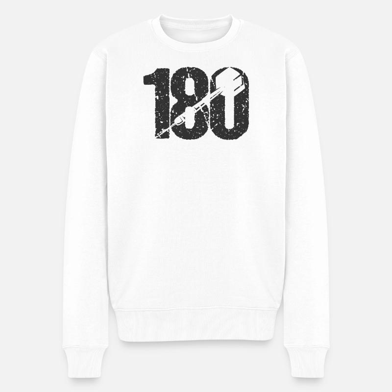 DART DARTS 180 ONEHUNDREDANDEIGHTY DARTSPIELER - Männer Premium Bio Pullover - Weiß