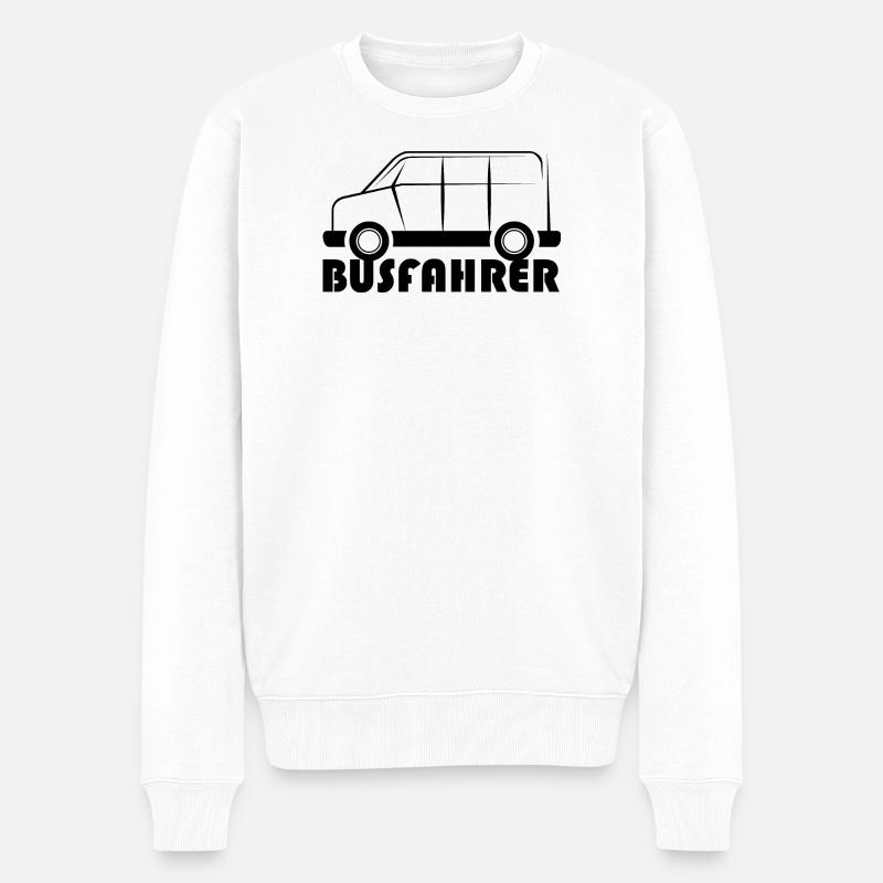 busfahrer bus auto van suv symbol Logo icon Grafik - Männer Premium Bio Pullover - Weiß