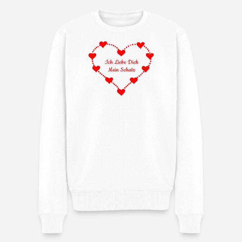 Herz mit Liebesbotschaft für Partner - Männer Premium Bio Pullover - Weiß