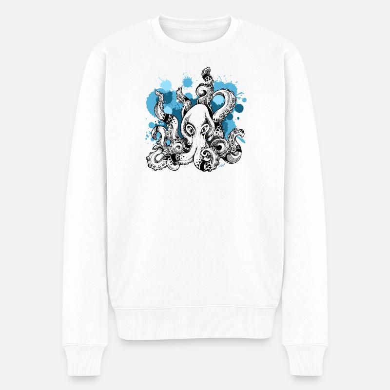Kraken | Oktopus | Seefahrt | Abenteuer - Männer Premium Bio Pullover - Weiß