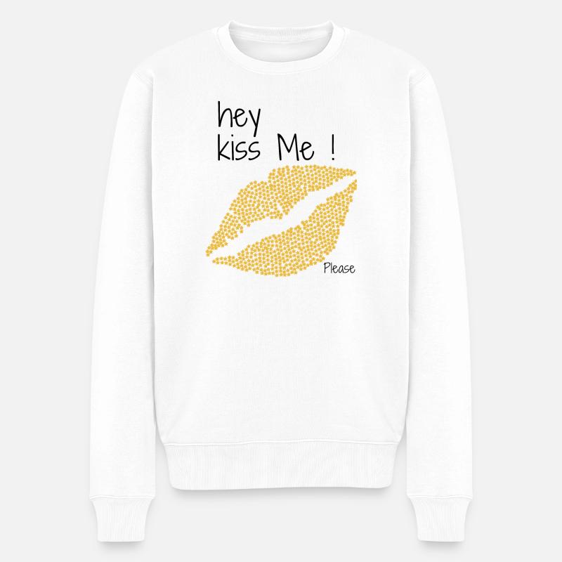 Küss mich - Männer Premium Bio Pullover - Weiß