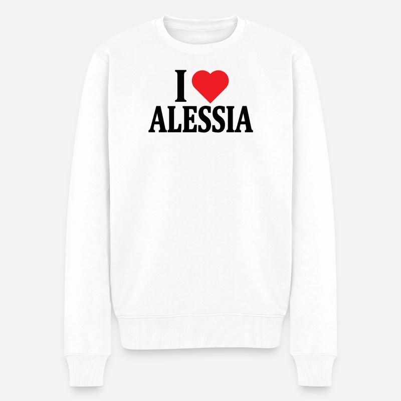 T-Shirt Ich liebe Alessia T-Shirt Geschenkidee - Männer Premium Bio Pullover - Weiß