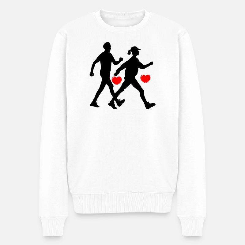 Deux marcheurs avec des cœurs - Pull Premium bio Homme - blanc