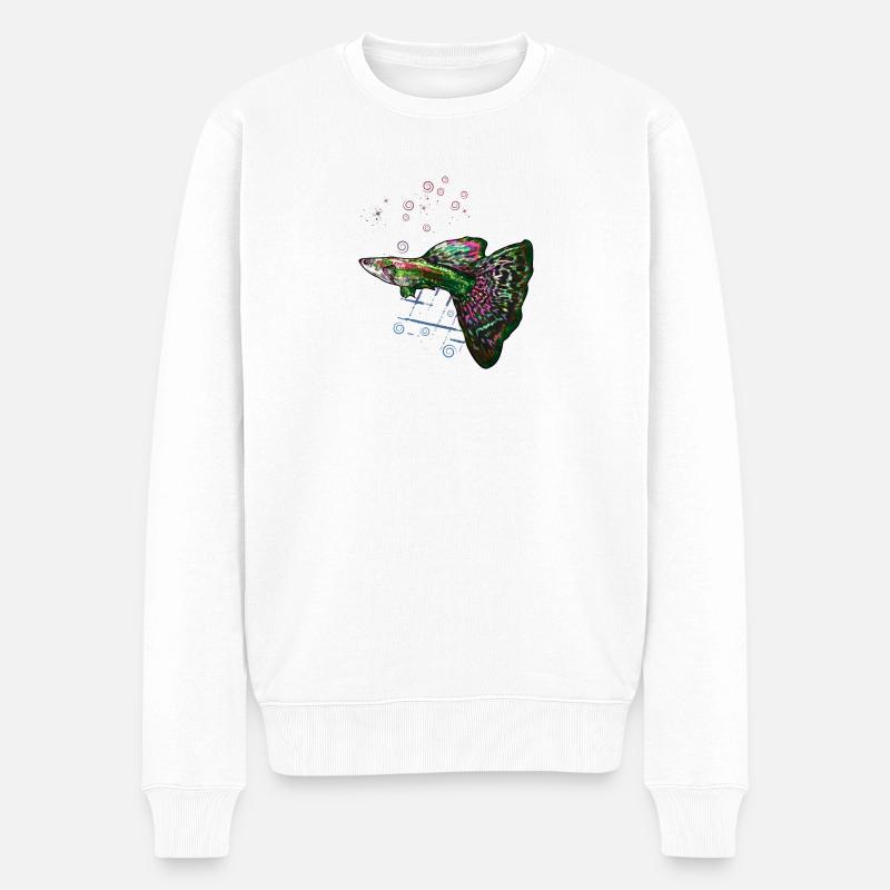 Guppy Anfängerfisch Aquarium Spaß - Männer Premium Bio Pullover - Weiß