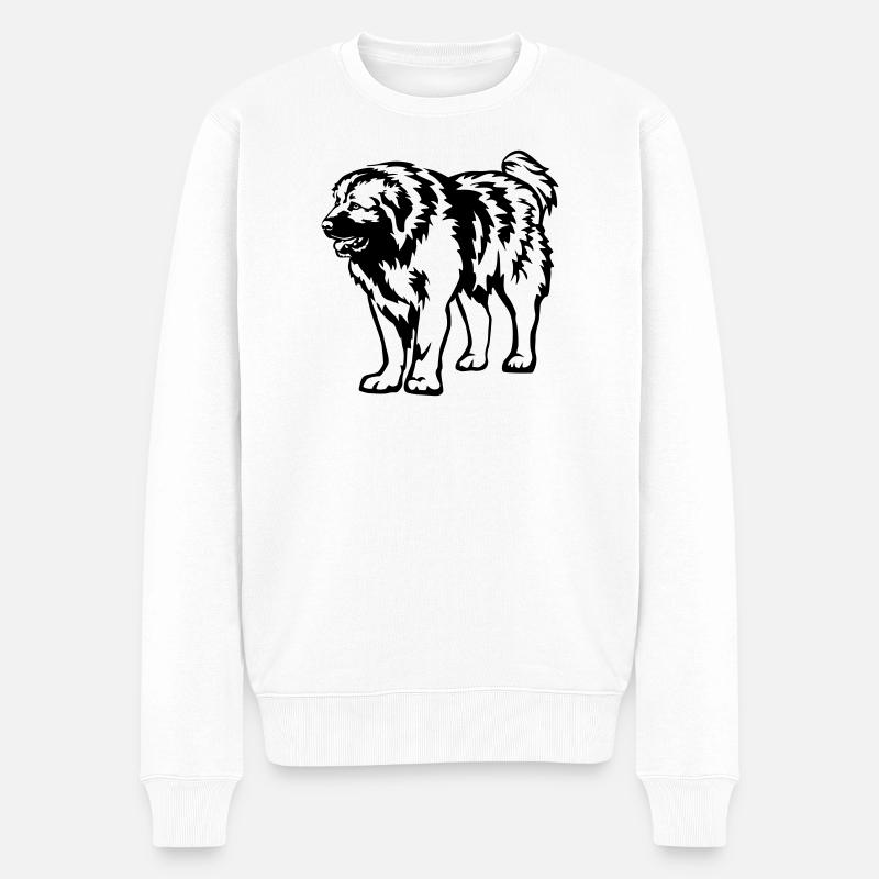 Kaukasischer Owtscharka - Männer Premium Bio Pullover - Weiß