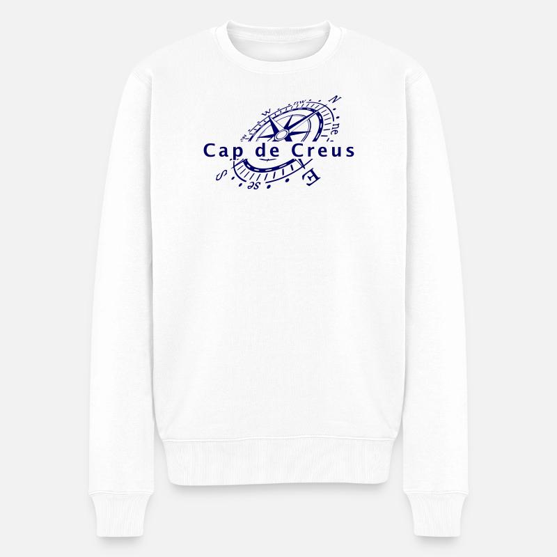 Windrose Cap de Creus - Männer Premium Bio Pullover - Weiß
