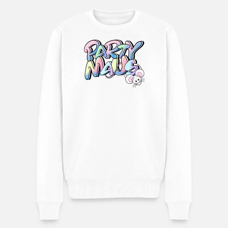 Hey süße Partymaus! - Männer Premium Bio Pullover - Weiß