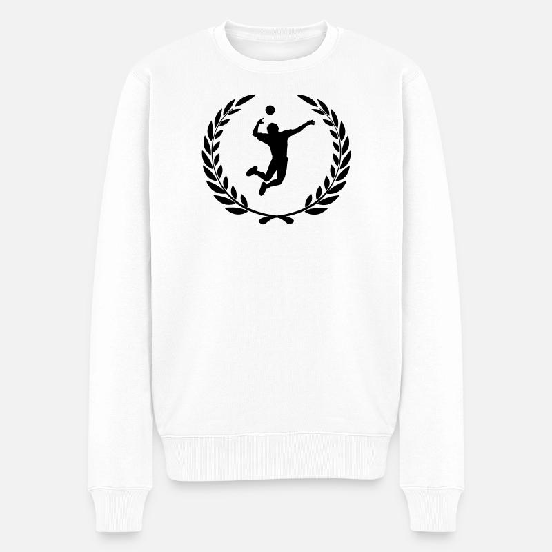 Sportpreis Lorbeerkranz Volleyball - Männer Premium Bio Pullover - Weiß