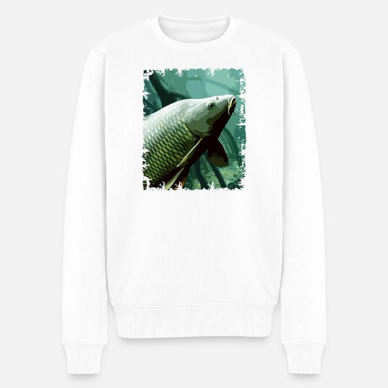 Conception de la pêche sous-marine à la carpe - Pull Premium bio Homme - blanc