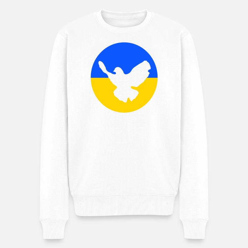 friedenstaube ukraine peace - Männer Premium Bio Pullover - Weiß