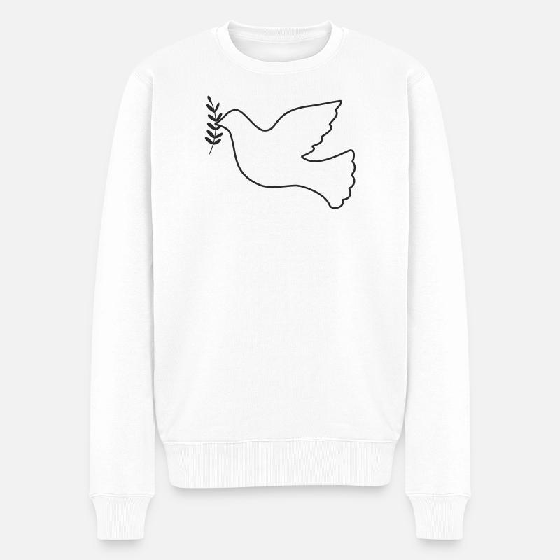 Due af fred med gren - Økologisk premium-sweatshirt til mænd - hvid