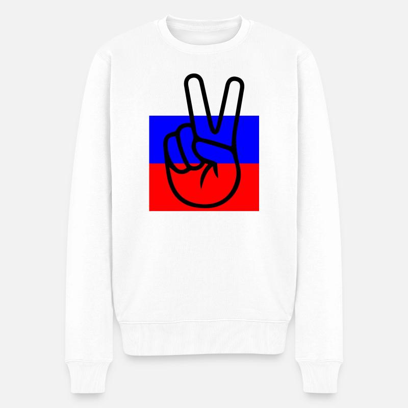 Frieden mit Russland - Männer Premium Bio Pullover - Weiß