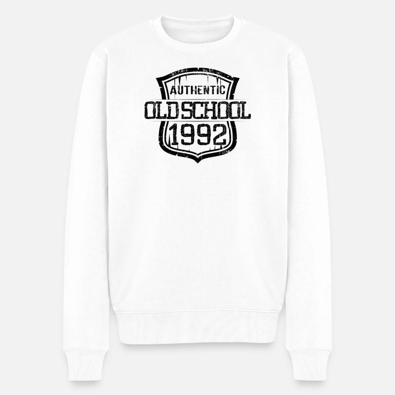 Authentische alte Schule 1992 - Männer Premium Bio Pullover - Weiß