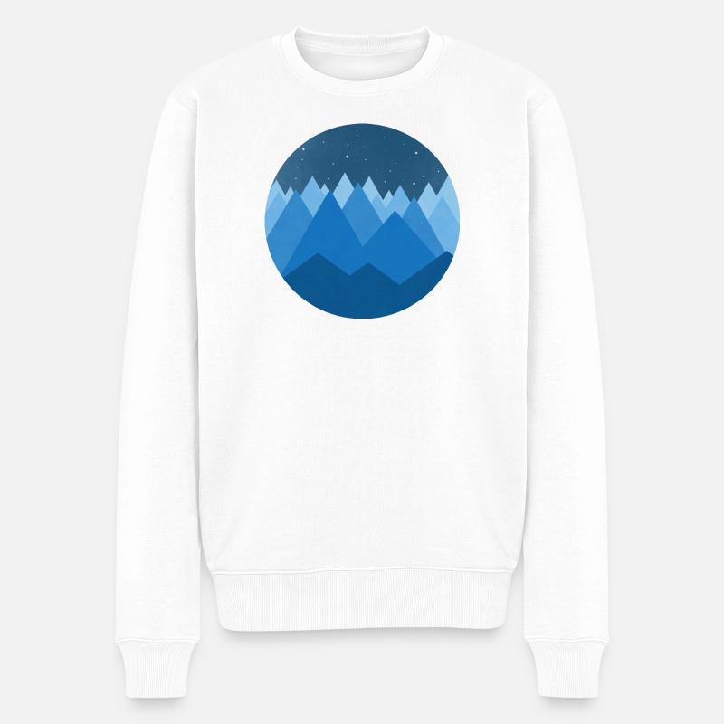 Verschneite Berge Minimalistischer Nachtstil - Männer Premium Bio Pullover - Weiß