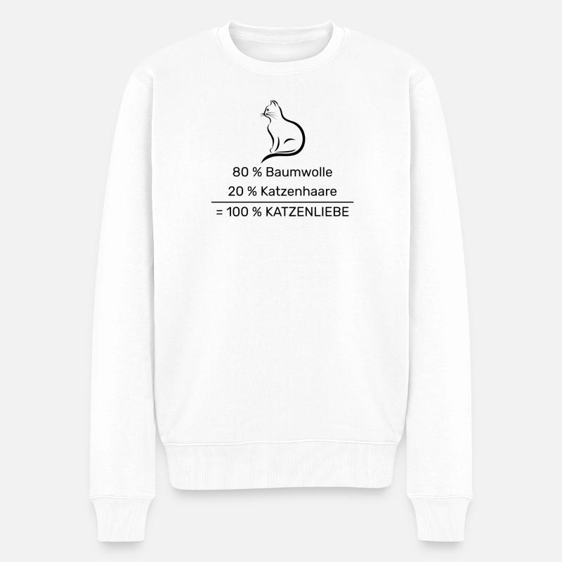 80% Baumwolle 20% Katzenhaare =100% Katzenliebe - Männer Premium Bio Pullover - Weiß