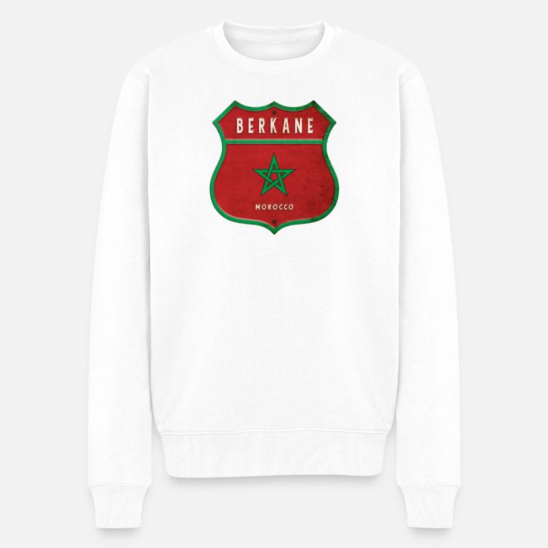 Berkane Maroc Armoiries Drapeaux Design - Pull Premium bio Homme - blanc