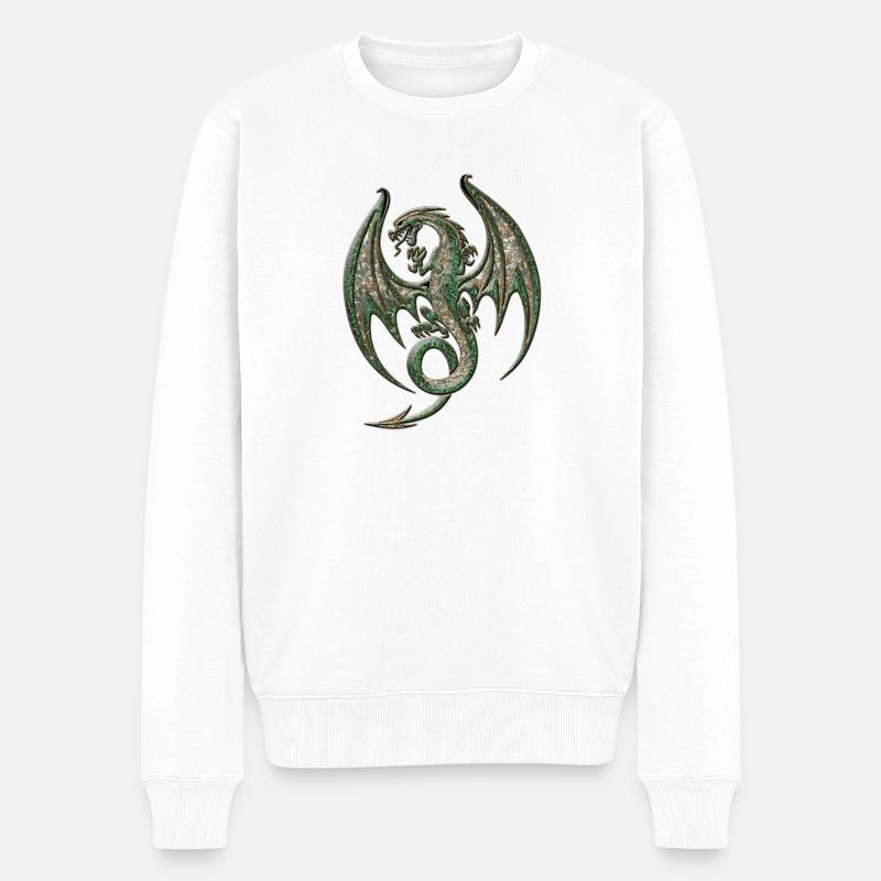 Wunderbarer eleganter Drache - Männer Premium Bio Pullover - Weiß