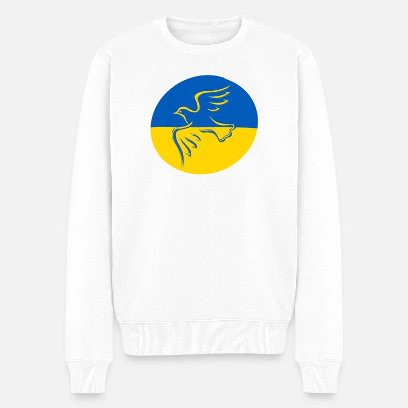 Ukraine Friedenstaube - Männer Premium Bio Pullover - Weiß