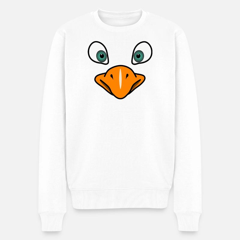 Vogelgesicht - Männer Premium Bio Pullover - Weiß