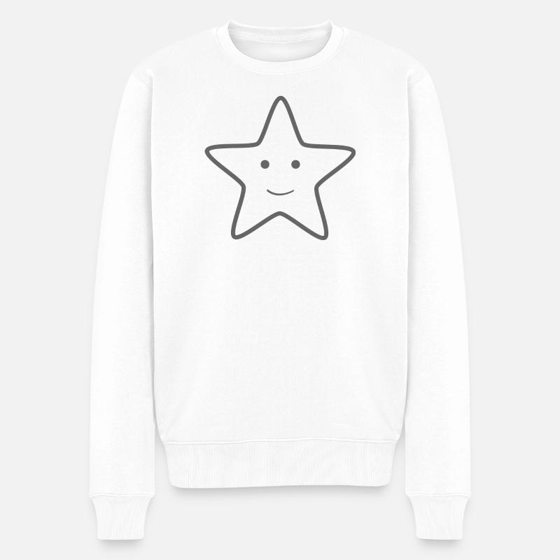 lächelnder Stern - Männer Premium Bio Pullover - Weiß