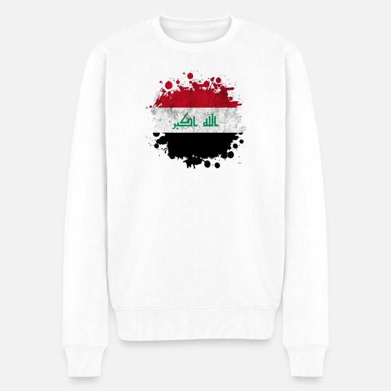 Irak Splash Flaggen Design - Männer Premium Bio Pullover - Weiß