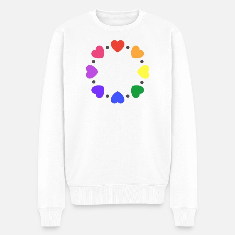 Cœurs arc-en-ciel - Pull Premium bio Homme - blanc