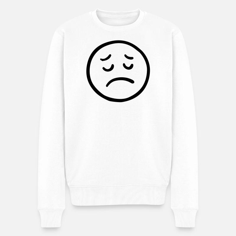 Visage triste avec un regard pensif - Pull Premium bio Homme - blanc