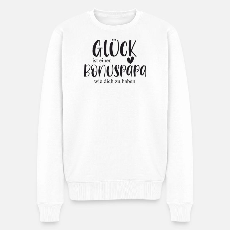 Bonuspapa Vatertag Geschenk Glück Stiefvater - Männer Premium Bio Pullover - Weiß