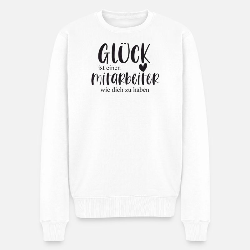 Glück Mitarbeiter Kollege Bedanken Geschenk - Männer Premium Bio Pullover - Weiß