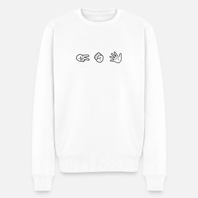 Schere Stein Papier - Männer Premium Bio Pullover - Weiß