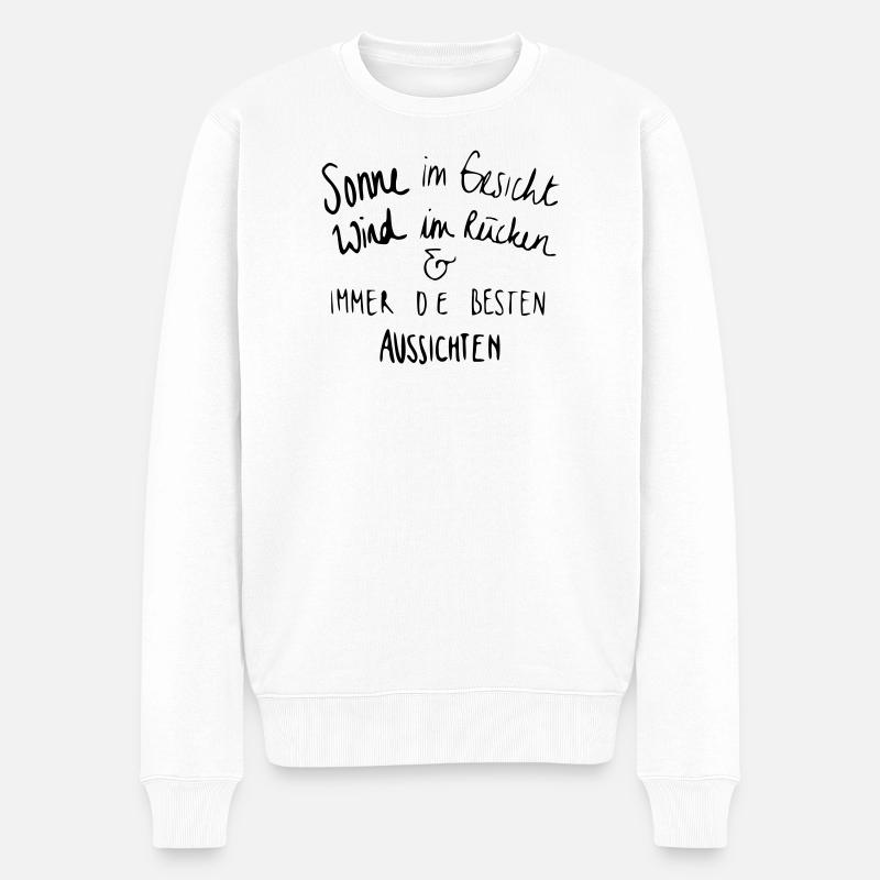 Sonne im Gesicht & die besten Aussichten - Männer Premium Bio Pullover - Weiß