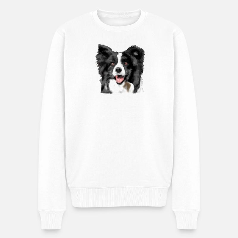 Border Collie - Männer Premium Bio Pullover - Weiß