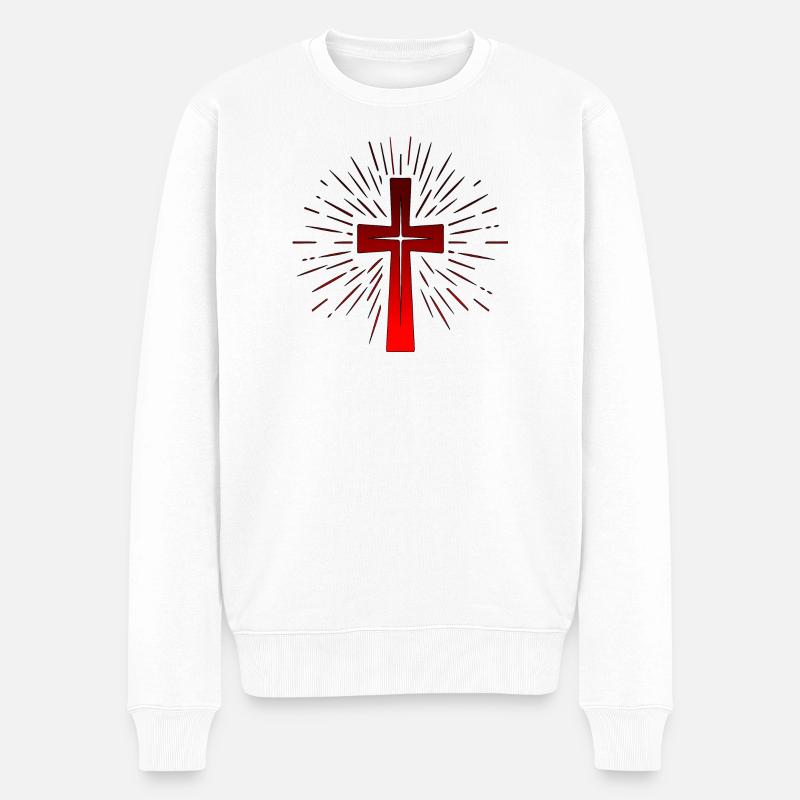 Croix chrétienne - Foi chrétienne - EGLISE - Pull Premium bio Homme - blanc