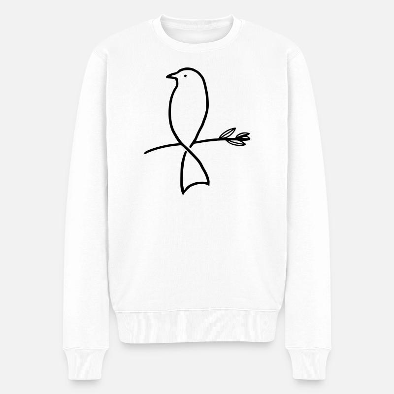 Oiseau sur une branche - Pull Premium bio Homme - blanc