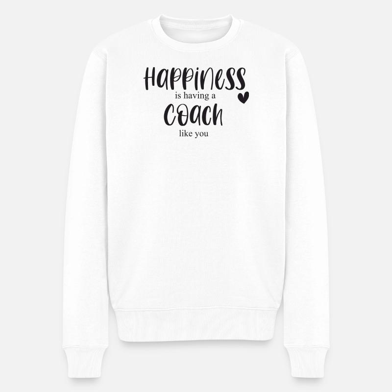 Trainer & Trainer Happiness Gift Merci - Pull Premium bio Homme - blanc