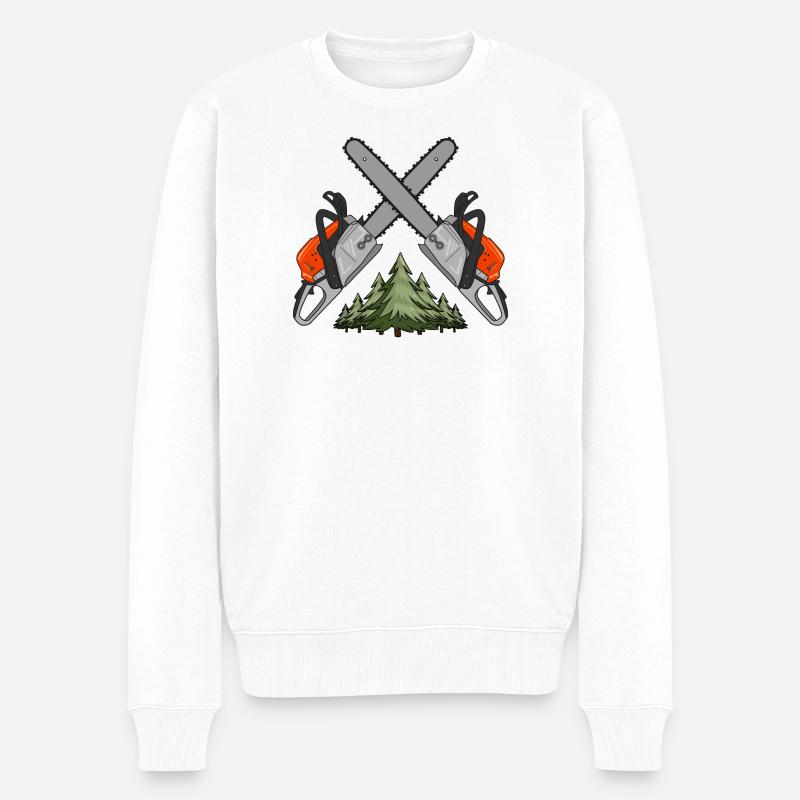 Kettensäge Cross Wald - Männer Premium Bio Pullover - Weiß