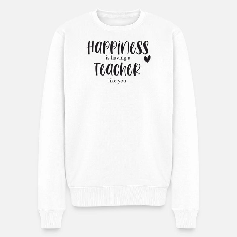 Lehrer Danke Schulabschluss Geschenk Glück - Männer Premium Bio Pullover - Weiß
