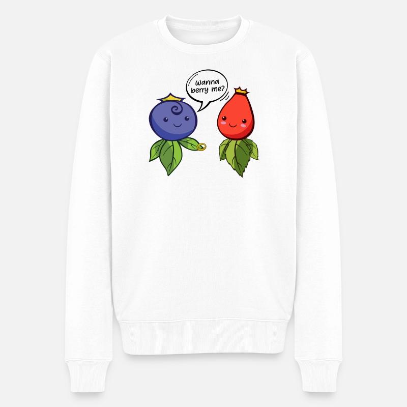 Kleine Beeren und Blätter Illustration - Männer Premium Bio Pullover - Weiß