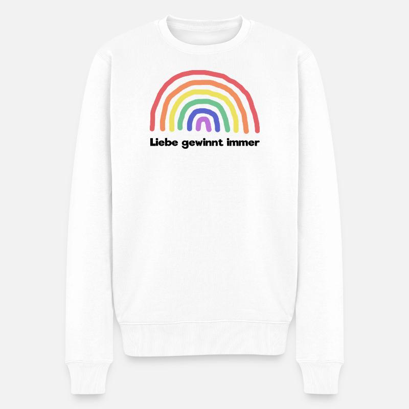 Regenbogen Liebe Statement Freiheit Frieden - Männer Premium Bio Pullover - Weiß