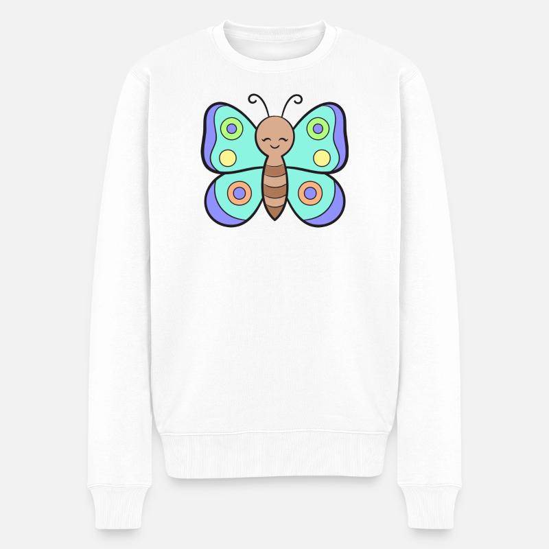 Schmetterling Schmetterlinge - Männer Premium Bio Pullover - Weiß