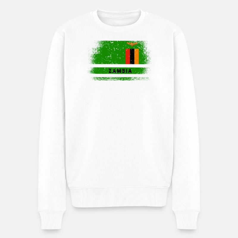 Drapeau de la Zambie - Pull Premium bio Homme - blanc